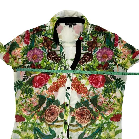 ALBERTO MAKALI English Rose Garden Sheer Button Up Blouse Size Small Womens - Picture 8 of 10